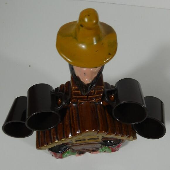 VTG Wild Cat Juice Decanter With 4 Shot Cups Hand Painted - Picture 3 of 4